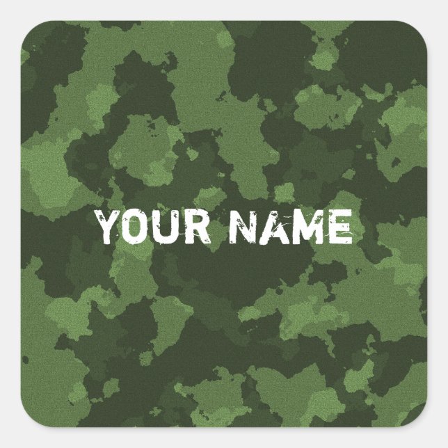 Army Green Camouflage Camouflage Pattern Quadratischer Aufkleber (Vorderseite)