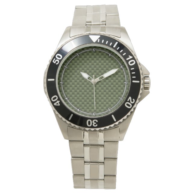 Army Green Carbon Fibre Print Armbanduhr (Vorderseite)