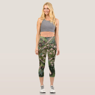 Army Green Circuit Board Camouflage High Waisted C Capri Leggings