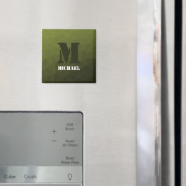 Army green dunkel geometrisch Maschenmuster Monogr Magnet