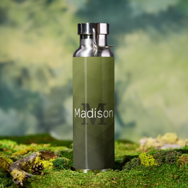 Army green dunkelgeometrisch Mesh Pattern Monogram Trinkflasche (Außenbereich)