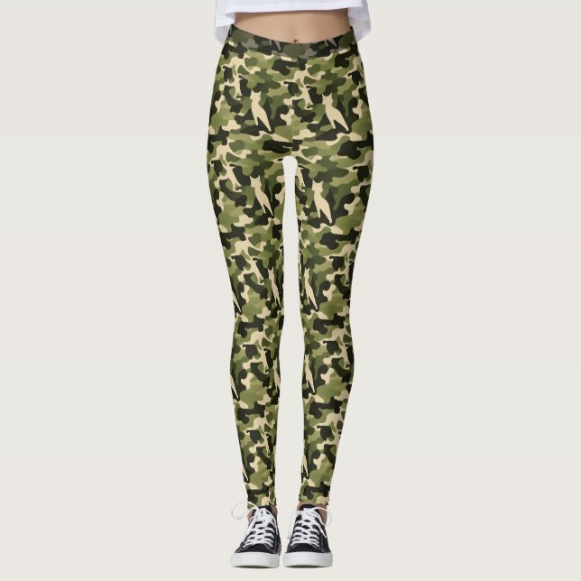 Army Green Feline Camouflage (Muster 1) Leggings (Vorderseite)