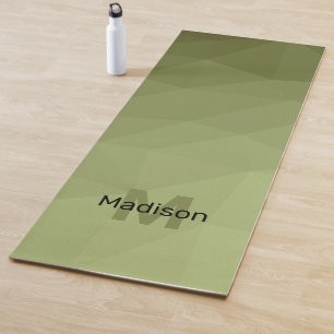 Army Green geometric mesh ombre Muster Monogram Yogamatte