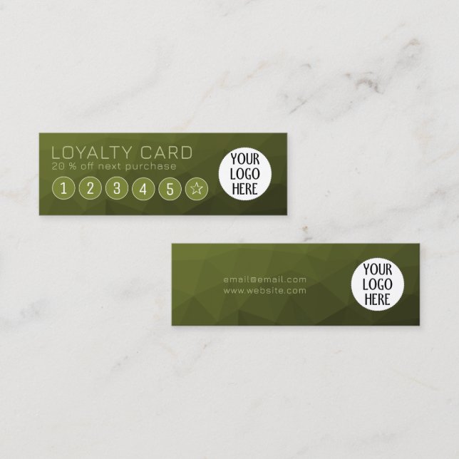 Army green Gradient Geometric Mesh Custom Logo Treuekarte (Vorne/Hinten)