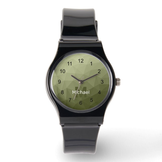 Army Green Light geometrische Maschenmuster Monogr Armbanduhr (Vorderseite)
