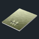 Army Green Light geometrische Maschenmuster Monogr Notizblock<br><div class="desc">Monogram Personalisieren Sie Ihr Notebook-Büromaterial mit Ihrem individuellen Vor- und Namen. Dreieck geometrische Masche mit dunkelgrünen Ober-Farbverlauf der Armee.</div>