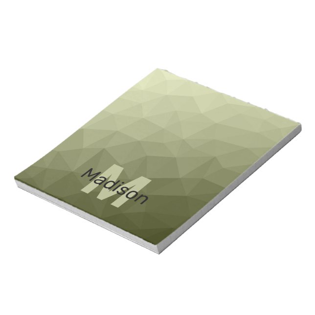 Army Green Light geometrische Maschenmuster Monogr Notizblock (Rotiert)