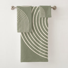 Army Green Minimalistisch Badhandtuch Set