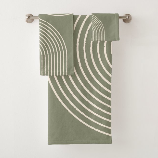 Army Green Minimalistisch Badhandtuch Set (Insitu)