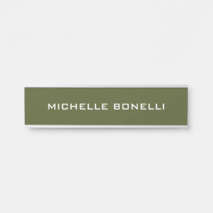 Army Green Minimalistisch Schlicht Legible Moderne Türschild