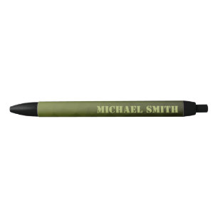 Army green olive geometric mesh pattern Ihr Name Kugelschreiber