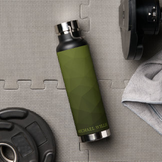 Army green olive geometric mesh pattern Ihr Name Trinkflasche