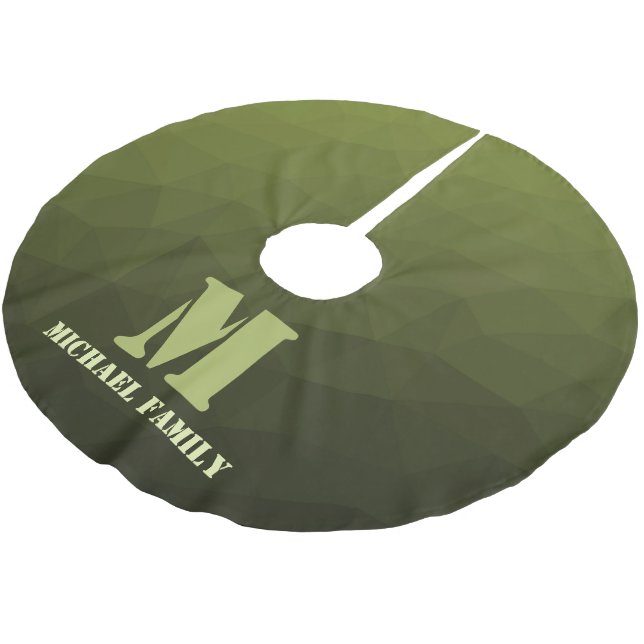 Army Green Oliven geometric mesh muster Monogram Polyester Weihnachtsbaumdecke (Schrägansicht)