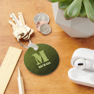 Army Green Oliven geometric mesh muster Monogram Schlüsselanhänger