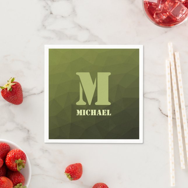 Army Green Oliven geometric mesh muster Monogram Serviette (Beispiel)