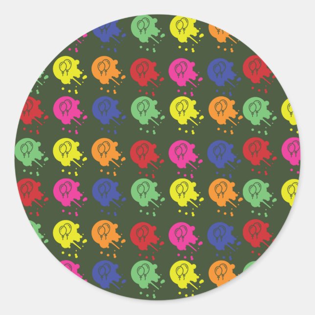 Army Green Paintball Party Balloon Muster Runder Aufkleber (Vorderseite)