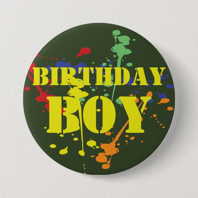 Army Green Paintball Party Birthday Boy Button (Vorderseite)