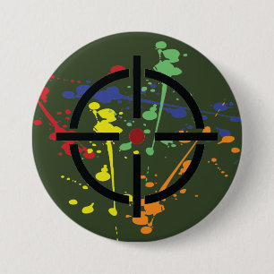 Army Green Paintball Party Spritzer Ziel Button