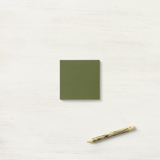 Army Green Simple 3" x 3" Post-it Klebezettel (Auf Schreibtisch)