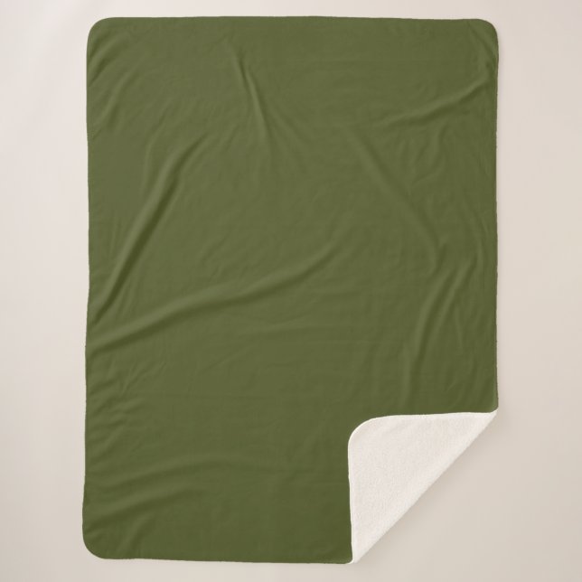 Army Green Solid Color Sherpadecke (Vorderseite)