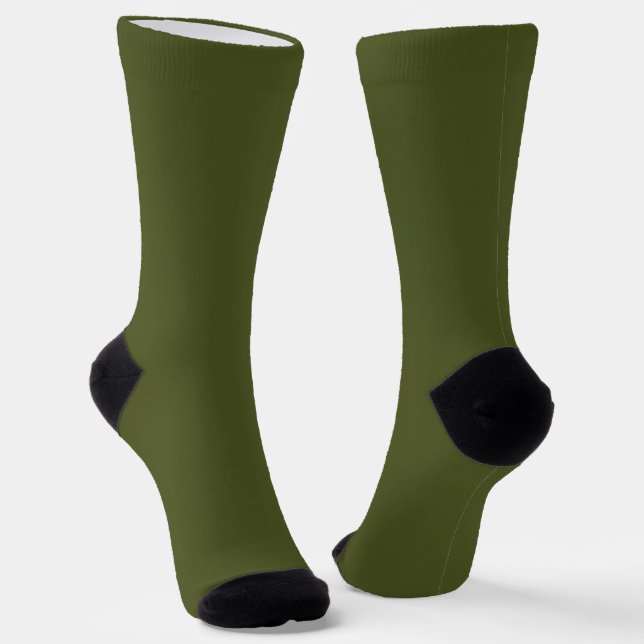 Army Green Solid Color Socken (Gewinkelt)