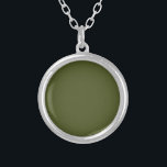 Army Green Solid Color Versilberte Kette<br><div class="desc">Army Green Solid Color</div>