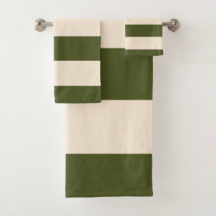 Army Green Strips Badhandtuch Set