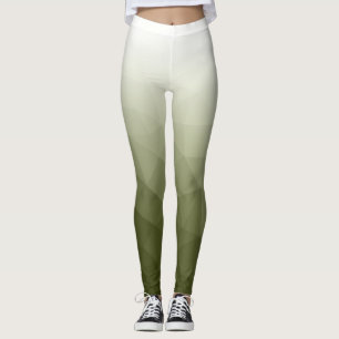 Army green White Gradient Geometry Mesh Muster Leggings