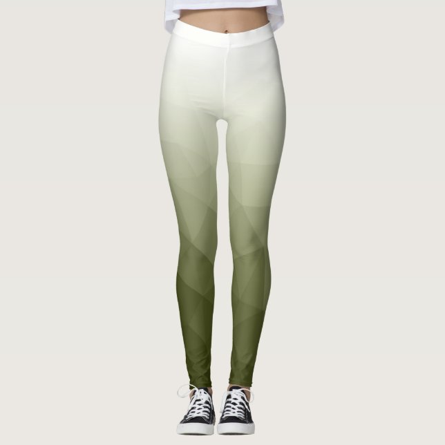 Army green White Gradient Geometry Mesh Muster Leggings (Vorderseite)