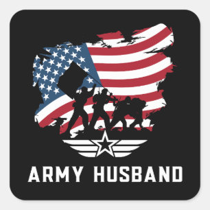 Army Husband Quadratischer Aufkleber