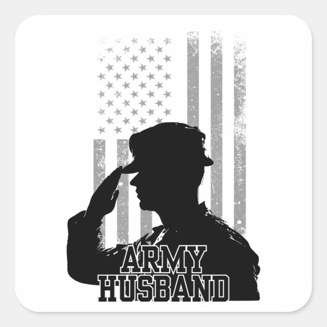 Army Husband Quadratischer Aufkleber (Vorderseite)
