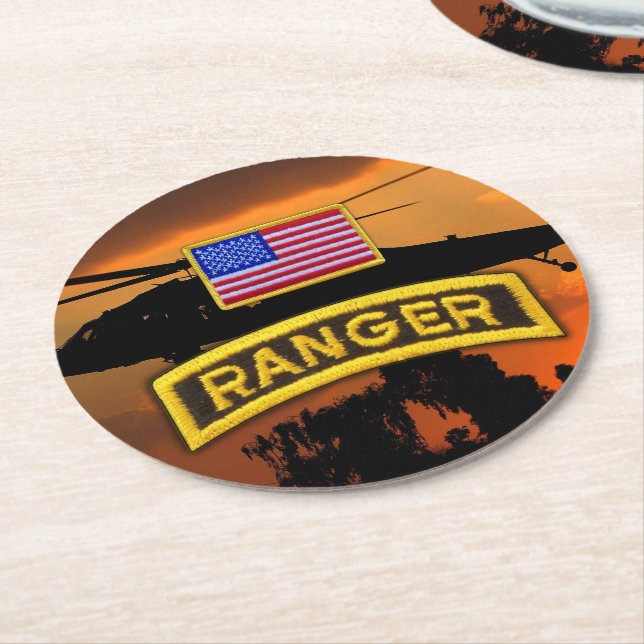 Army im Flugzeug Ranger Ranger Ranger Veterans Vet Runder Pappuntersetzer (Angewinkelt)