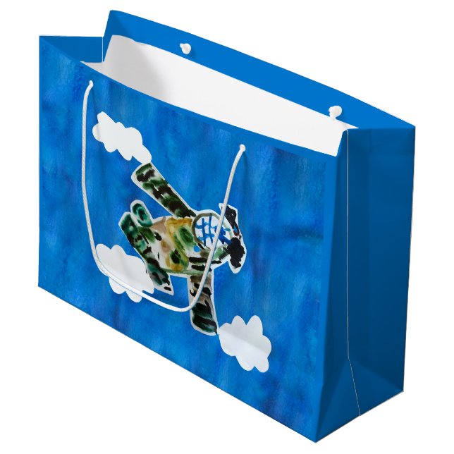 Army Jet "Kunst von Kindern" Große Geschenktüte (Vorderseite Schrägansicht)