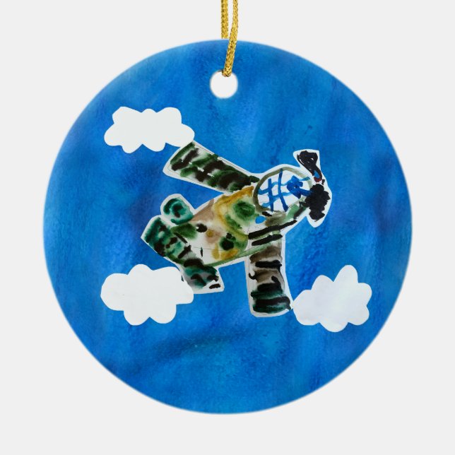 Army Jet "Kunst von Kindern" Keramik Ornament (Vorne)