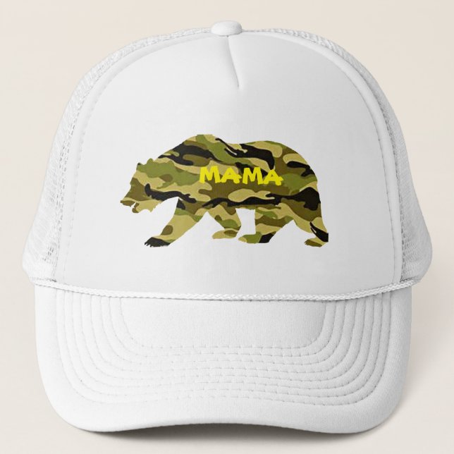 Army Mama Baseball Mama Bear Funny Camouflage Truckerkappe (Vorderseite)