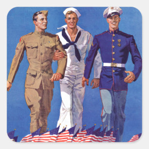 Army, Marine Quadratischer Aufkleber