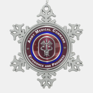 Army Medical Command AMEDD Keepake Schneeflocken Zinn-Ornament