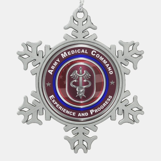 Army Medical Command AMEDD Keepake Schneeflocken Zinn-Ornament (Vorderseite)