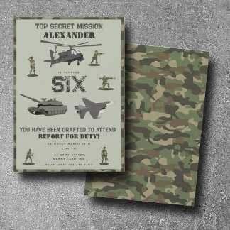Army Military Camouflage Green Camo Birthday Einladung