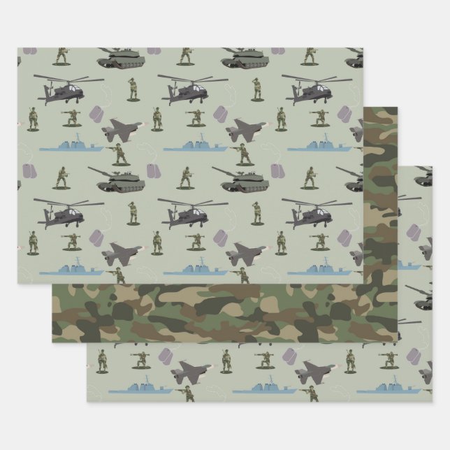 Army Military Camouflage Green Camo Birthday Geschenkpapier Set (Set)