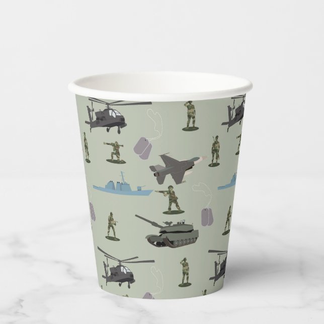 Army Military Camouflage Green Camo Birthday Pappbecher (Vorderseite)