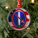 Army Military District Washington Keepsake Christm Ornament Aus Metall<br><div class="desc">Specially designed Commemorative “Army Military District Washington” Design commemorating the tremendous accomplishments of our Great Men and Women who have serve or served in in the Army’s Military District Washington! This beautifully designed Commemorative “Military District Washington Keepsake Christmas Ornament” Design makes a wonderful gift for your Special Soldier, Family Member...</div>