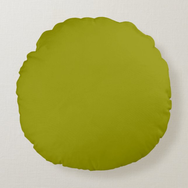 Army Olive Leaf Grüne schlichte Farbe Custom Rundes Kissen (Vorderseite)