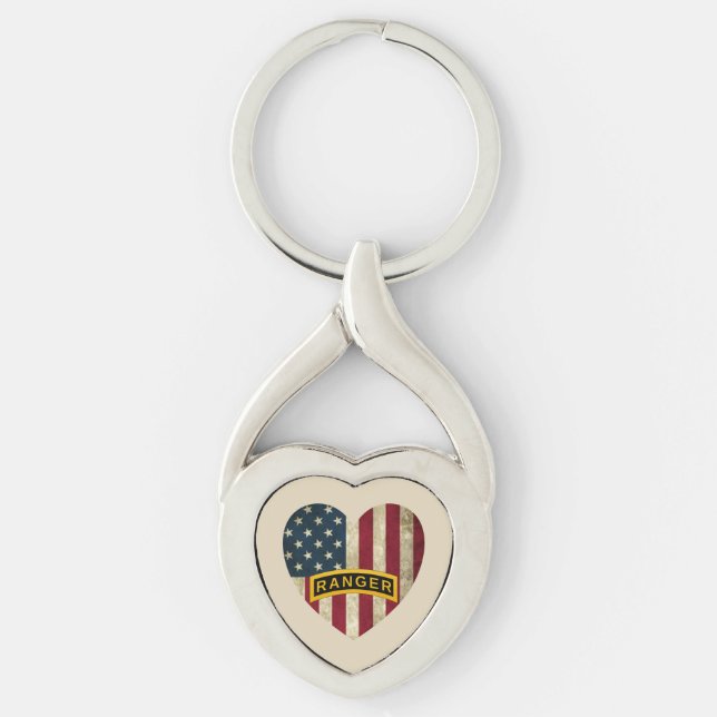 Army Ranger School Tab American Heart Flag Schlüsselanhänger (Vorderseite)