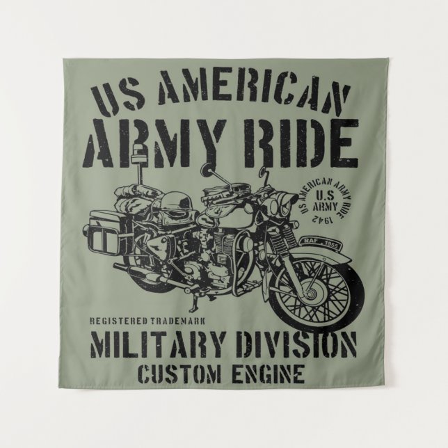 Army ride Motorcycle Blanket Wandteppich (Vorderseite)