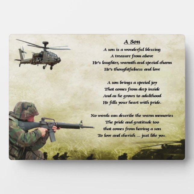 Army Soldier Son poem Plaque Fotoplatte (Vorderseite)
