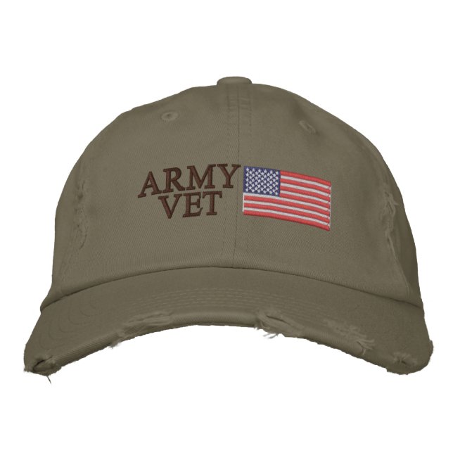 Army Vet mit amerikanischer Flagge Patriotic Milit Bestickte Kappe (Vorderseite)