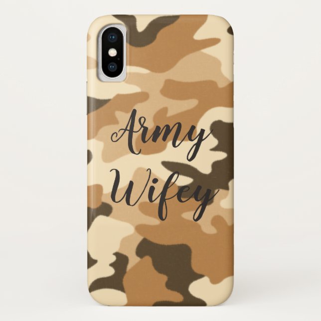 Army Wifey Desert Beige Camouflage iPhone Case (Rückseite)