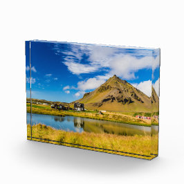 Arnarstapi Amtmansshus und Stapafell, isländisch Fotoblock