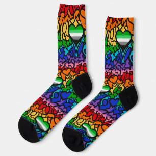 Aro Herz 8-Streifen Regenbogen-Stolz Squiggle Socken
